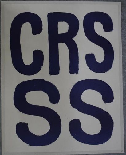 null Lot de deux affiches : 

CRS SS

Sérigraphie en noir sur papier entoilé

Tampon...