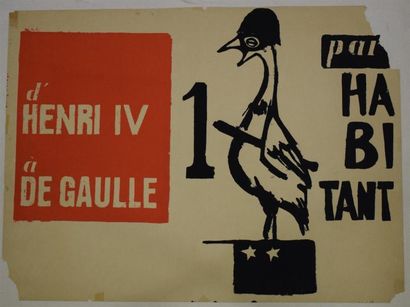 null "D'Henri IV à De Gaulle - 1 poulet par habitant"

Sérigraphie en rouge et noir...