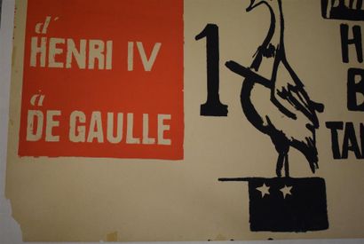 null "D'Henri IV à De Gaulle - 1 poulet par habitant"

Sérigraphie en rouge et noir...