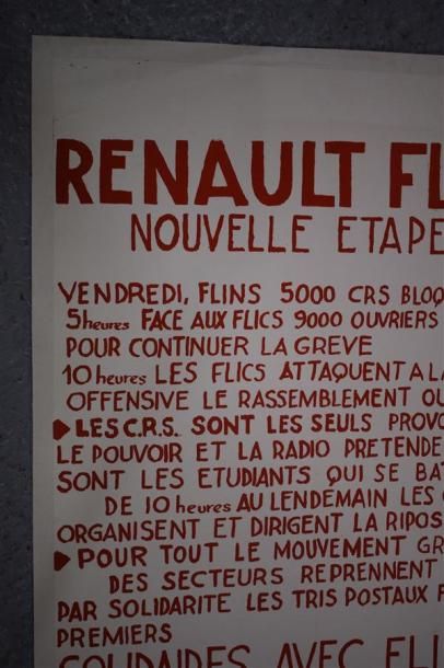 null Lot de deux affiches :

"Renault-Flins Nouvelle étape..."

Sérigraphie en rouge...