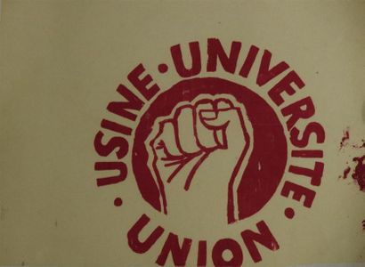 null "Union Usine Université"

Sérigraphie en rose sur papier entoilé

38 x 50 c...