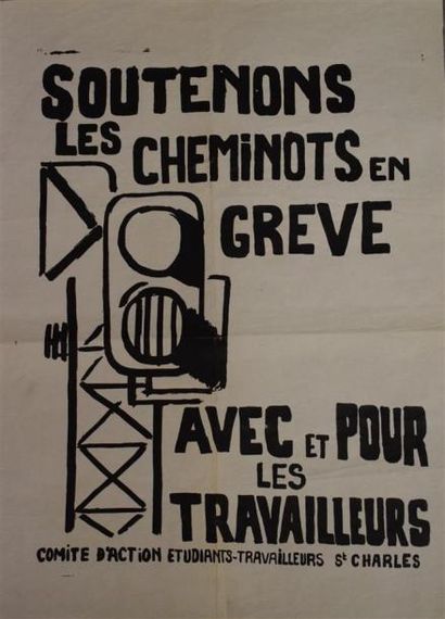 null "Soutenons les cheminots en grève…"

Sérigraphie en noir sur papier non entoilé

76...