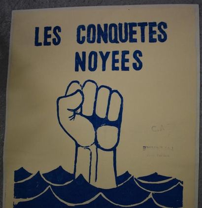 null "Les conquetes noyees les profits montent"

Sérigraphie en bleu sur papier entoilé

Tampon...