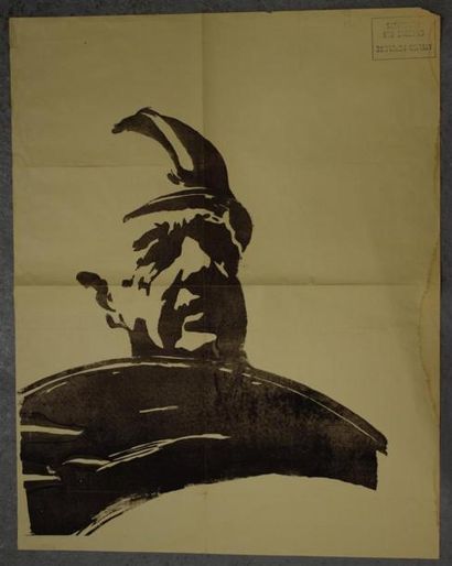 null Lot de deux affiches :
Portrait du général en CRS
Sérigraphie en noir sur papier
Tampon...