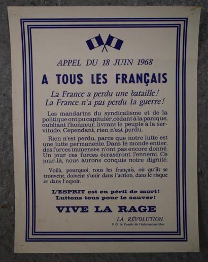 null Ensemble de 8 affiches de soutien au général De Gaulle :

"Plus jamais ça" 

20...
