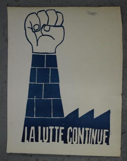 null Lot de deux affiches : 

"Front uni contre la répression"

Sérigraphie en violet...