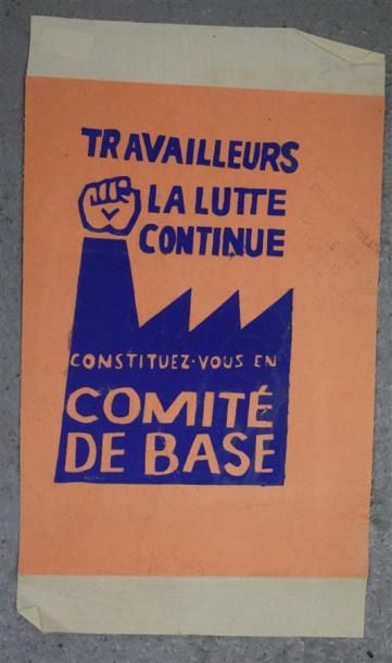 null "Travailleurs la lutte continue Constituez-vous en comité de base"

Sérigraphie...