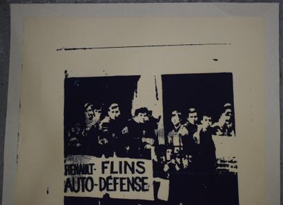 null Un lot de deux affiches sérigraphiées :

"Renault-Flins - Auto-défense" annotée...