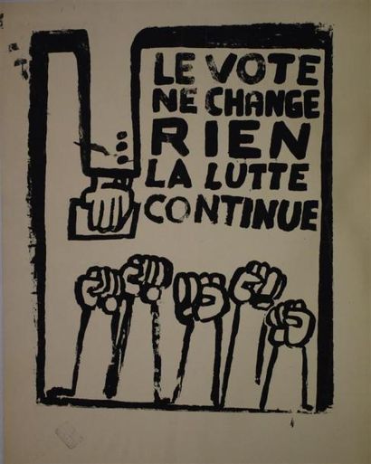 null "Le vote ne change rien - la lutte continue"

Sérigraphie en noir sur papier...