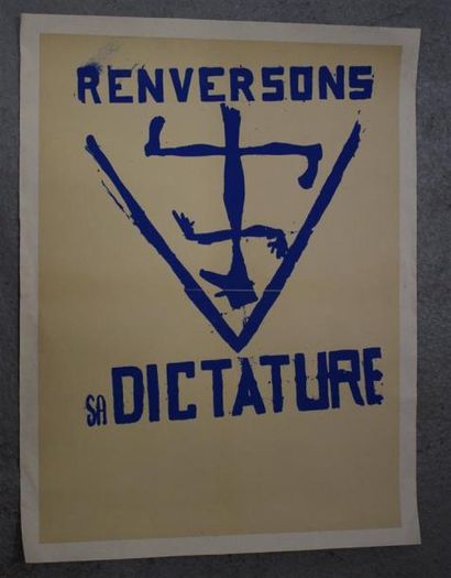 null Lot de deux affiches : 

"Renversons sa dictature"

Sérigraphie en bleu sur...