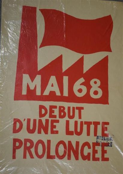 null "Mai 68 début d'une lutte prolongé" 

Sérigraphie en rouge sur papier non entoilé

Tampon...