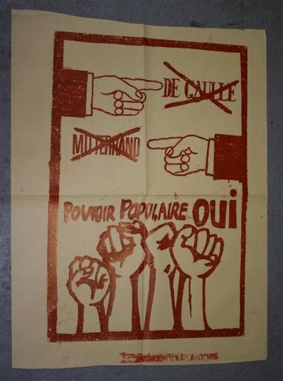 null "De Gaulle - Mitterrand - Pouvoir populaire oui"
Sérigraphie en rouge sur papier...