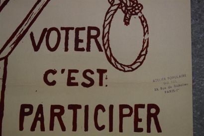 null "Voter c'est participer - Participation = suicide"

Sérigraphie en brun rouge...