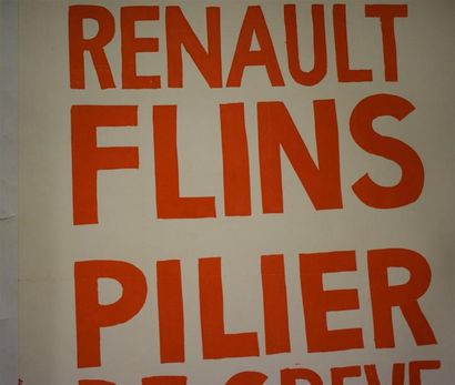null "Renault Flins pilier de greve tient"

Sérigraphie en orange sur papier entoilé

Tampon...