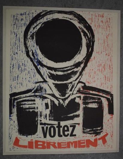 null "Votez librement"

Impression offset en bleu, rouge et noir sur papier entoilé

56...