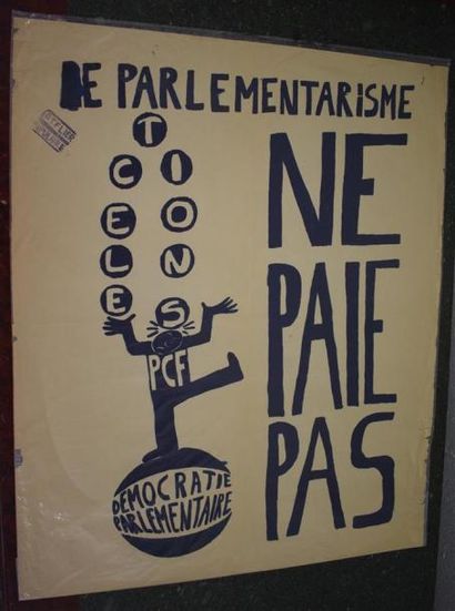 null Lot de trois affiches : 

"Le parlementarisme ne paie pas"

Sérigraphie en bleu...