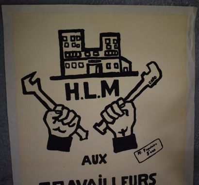 null "HLM aux travailleurs"

At. Populaire 5ème

Sérigraphie en noir sur papier entoilé

76...