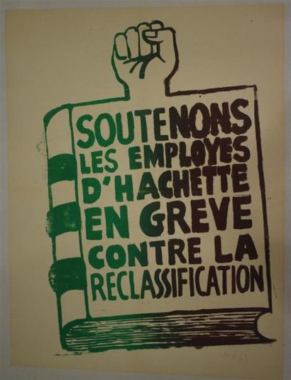 null "Soutenons les employés d'Hachette en grève contre la reclassification"
Sérigraphie...