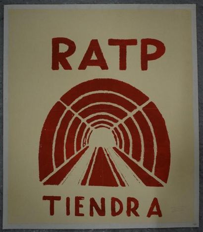 null "RATP tiendra"

Sérigraphie en rouge sur papier entoilé

Tampon « ATELIER POPULAIRE...