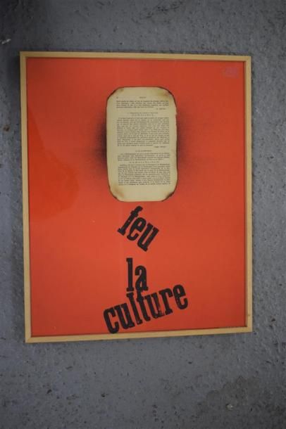 null Jean DEGOTTEX (1918-1988)

"Feu la culture"

Sérigraphie en rouge et noir, collage...