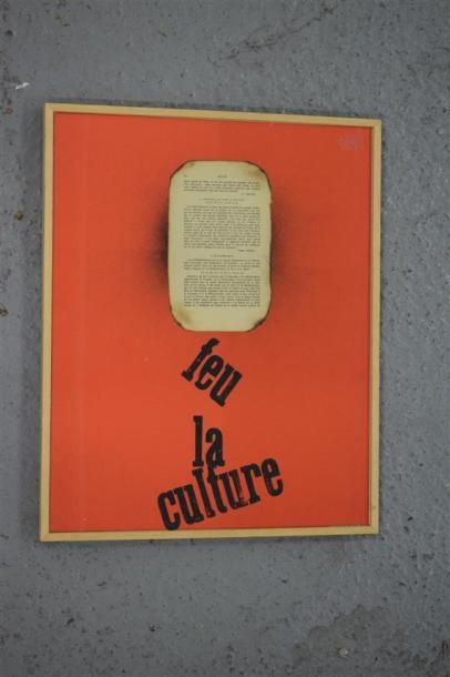 null Jean DEGOTTEX (1918-1988)

"Feu la culture"

Sérigraphie en rouge et noir, collage...