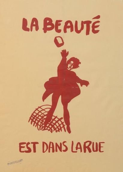 null "La beauté est dans la rue" 

Sérigraphie en rouge sur fond beige, encadrée

Tampon...