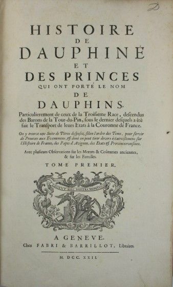 Livres anciens et modernes [Régionalisme] - [VALBONNAIS (Moret de Bourchenu, Marquis...