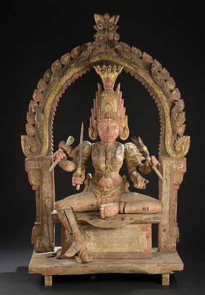 null Grande sculpture de procession représentant la déesse Kali, Karnataka, Sud-Ouest...