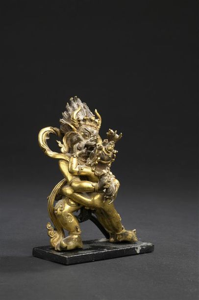 null Bronze doré a la cire perdue, Chine ou Tibet
Représentation de Yamantaka en...