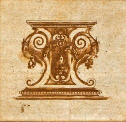 Attribué à Marco MARCHETTI dit Marco da FAENZA (vers 1528-1588) Étude d'un chapiteau
Plume...