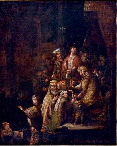 École HOLLANDAISE du XVIIe siècle, d'après Rembrandt (1606-1669) Le Christ devant...