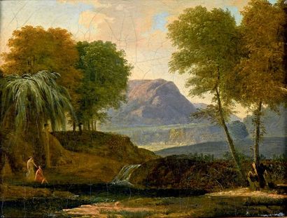 Jean Victor BERTIN (1767-1842) Paysage animé à la cascade, c.1815-1824
Huile sur...