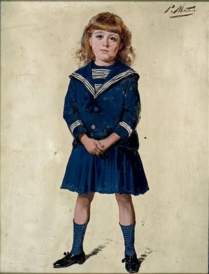 Paul MATHEY (1844-1929) Jeune garçon en matelot
Huile sur papier, signée en haut...