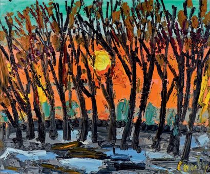 Jean COUTY (1907-1991) Arbres au soleil couchant
Huile sur toile, signée en bas à...
