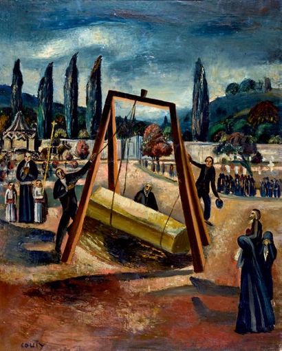 Jean COUTY (1907-1991) Enterrement
Huile sur toile, signée en bas à gauche.
H. 99...