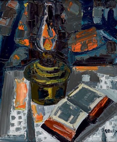 Jean COUTY (1907-1991) Lampe et livre ouvert, 1968
Huile sur toile, signée en bas...