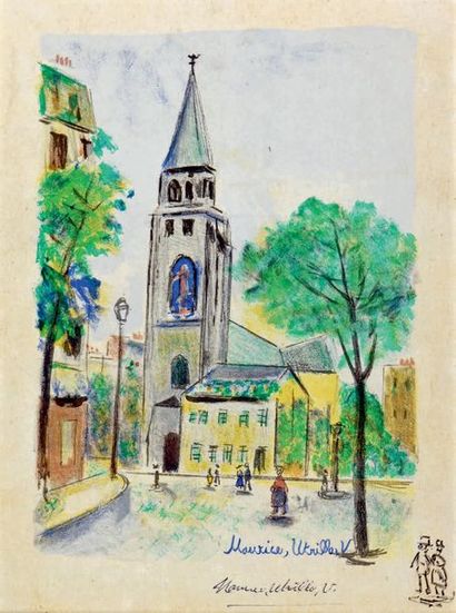 Maurice UTRILLO (1883-1955) L'église de Saint-Germain-des-Prés, 1955
Lithographie,...