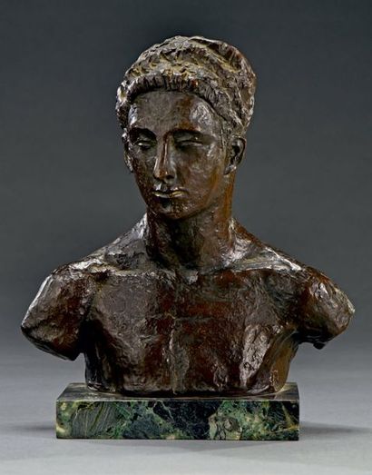 Ila SHAH (École moderne du XXe siècle) Buste d'homme
Bronze à patine brune, signé...