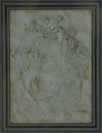 Attribué à Guillaume GUILLON-LETHIÈRE (1760-1832) Groupe de proscrits
Plume et encre...