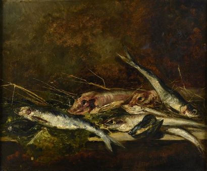 Antoine Vollon (1833-1900) Les poissons
Huile sur toile, signée en bas à gauche.
H....