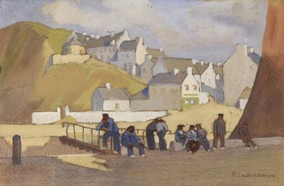 Pierre LADUREAU (1882-1975) Village breton
Fusain rehaussé d'aquarelle signé en bas...