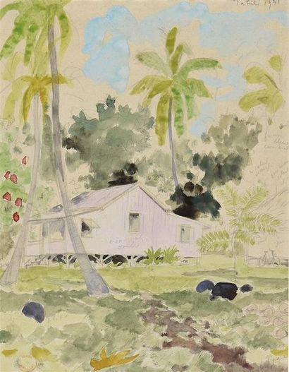 Jacques BOULLAIRE (1893-1976) Le Rivage près de Haapiti, Moorea, 4.52
Tahiti, 1951
Deux...