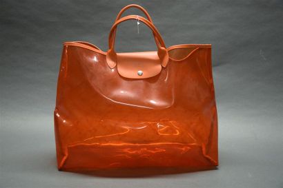 null LONGCHAMP Sac cabas en PVC orange, et cuir à l'identique, fermoir pression sous...