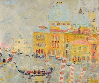 Jacques TRUPHÉMUS (1922-2017) Venise, 1960
Huile sur toile, signée et titrée au dos
H....