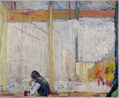 Jacques TRUPHÉMUS (1922-2017) Solitude au café, circa 1982
Huile sur toile, signée...
