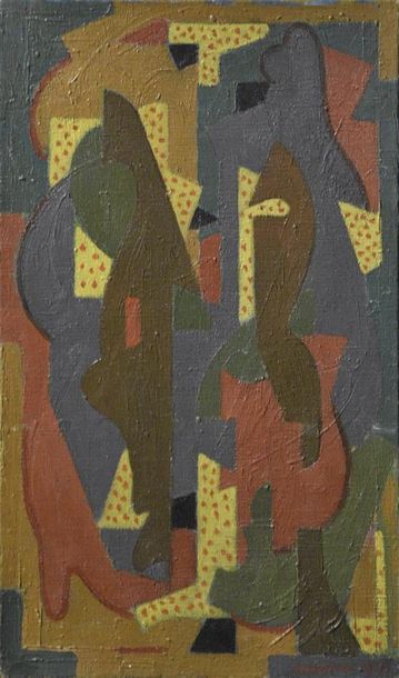 null Albert COSTE (1896-1985) Composition cubiste Huile sur toile H. 55 cm - L. 32,5...