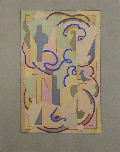null Albert COSTE (1896-1985) Composition cubiste Gouache sur papier H. 26 cm - L....