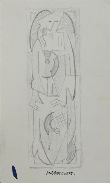 null Albert COSTE (1896-1985) Composition cubiste Crayon sur papier H. 18 cm - L....