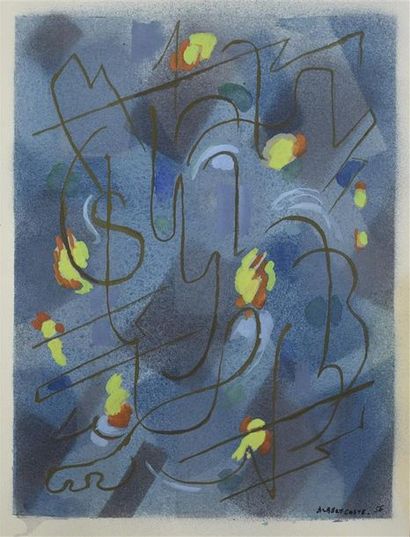 null Albert COSTE (1896-1985) Composition cubiste Gouache sur papier H. 29 cm - L....