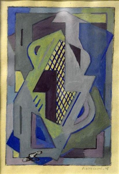 null Albert COSTE (1896-1985) Composition cubiste Gouache sur papier H. 13 cm - L....